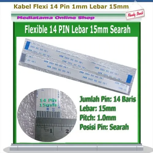 Kabel Flexible FFC FPC 14 Pin Lebar 15mm Searah/Satu Muka 0