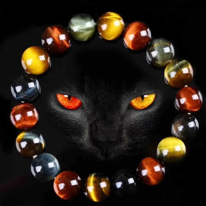 Gelang Batu Natural Tiger Eye Multi Color 8/10/12mm Elastis
