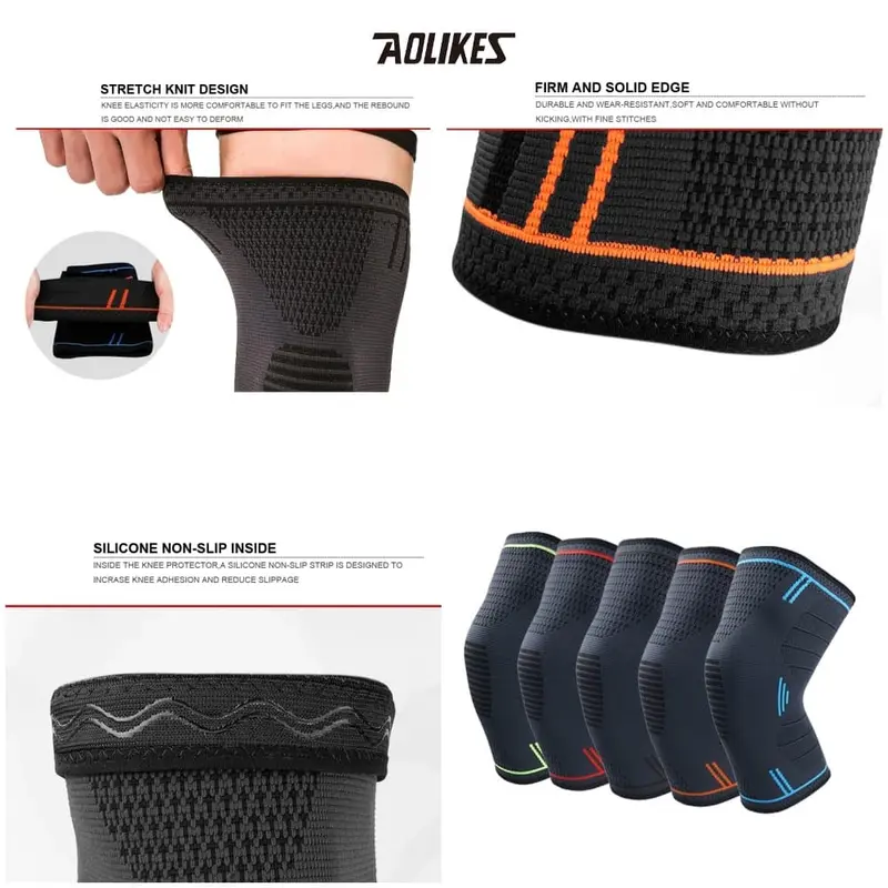 Aolikes 7722 Knee Sleeve Compression Pad - Pelindung Lutut Deker BLACK 2