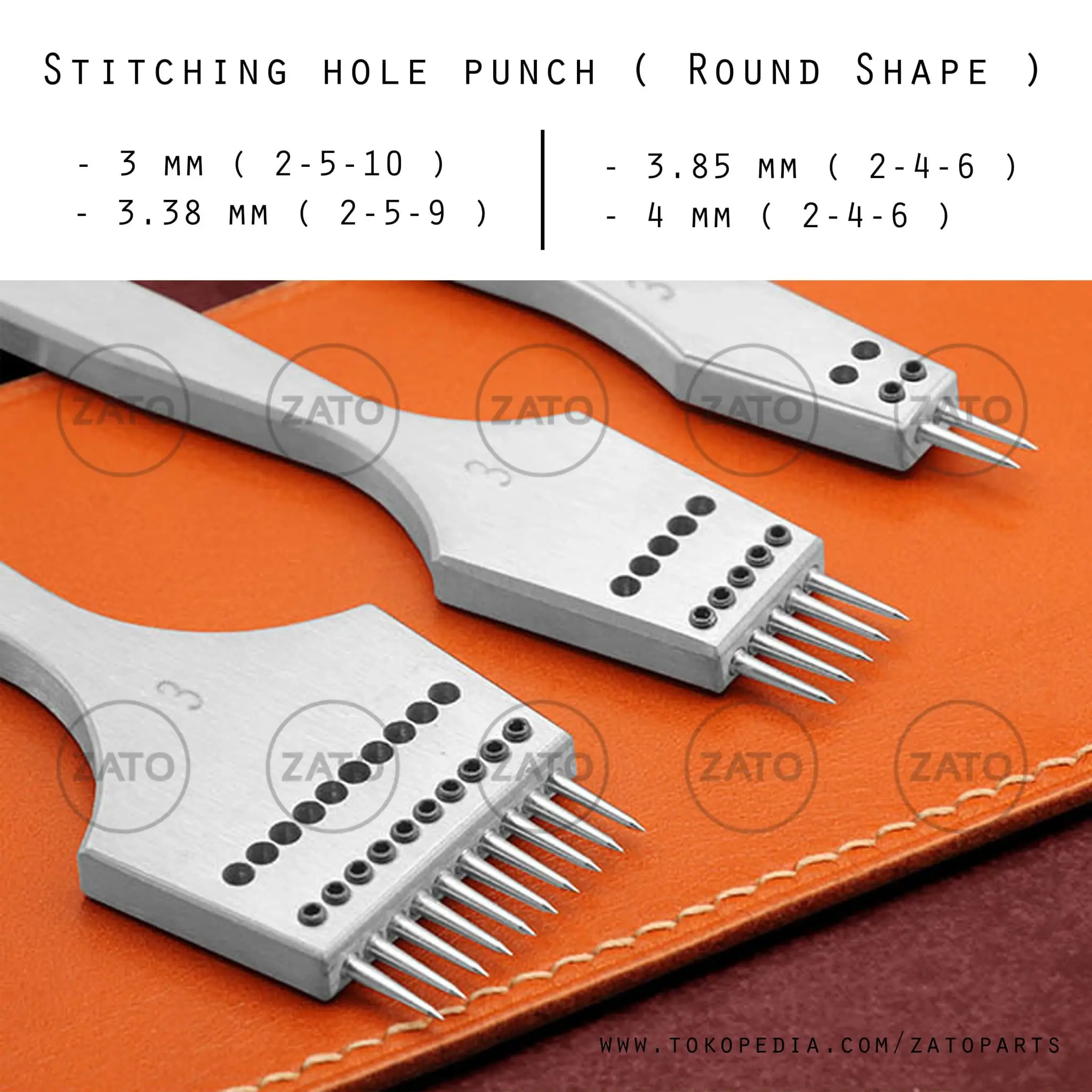 Zato Stitching hole punch ( Round Shape ) SET - leather tools