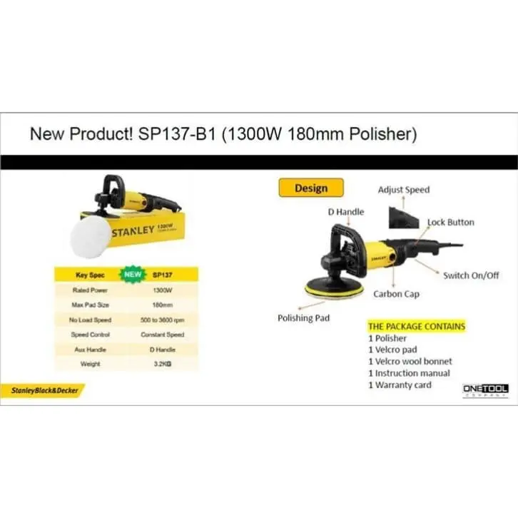 Polisher Stanley SP137 / Mesin Poles Mobil Stanley SP137 (dewalt) 1