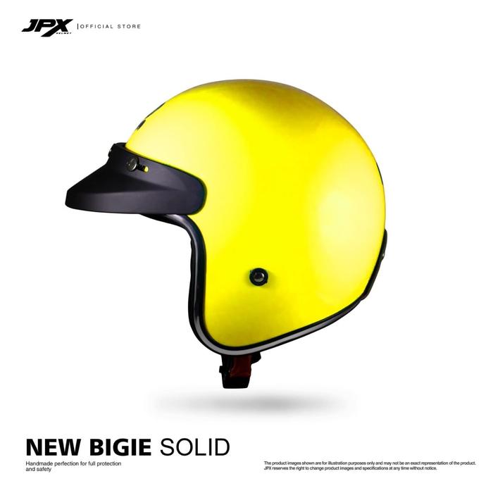 Gambar Helm Half Face Pria Wanita Bogo Harian Motor Matic Tebal Nyaman SNI JP Retro New Bigie Solid Yellow Lemon Gloss Free Visor dari JPX HELMET Kab. Tangerang Tokopedia
