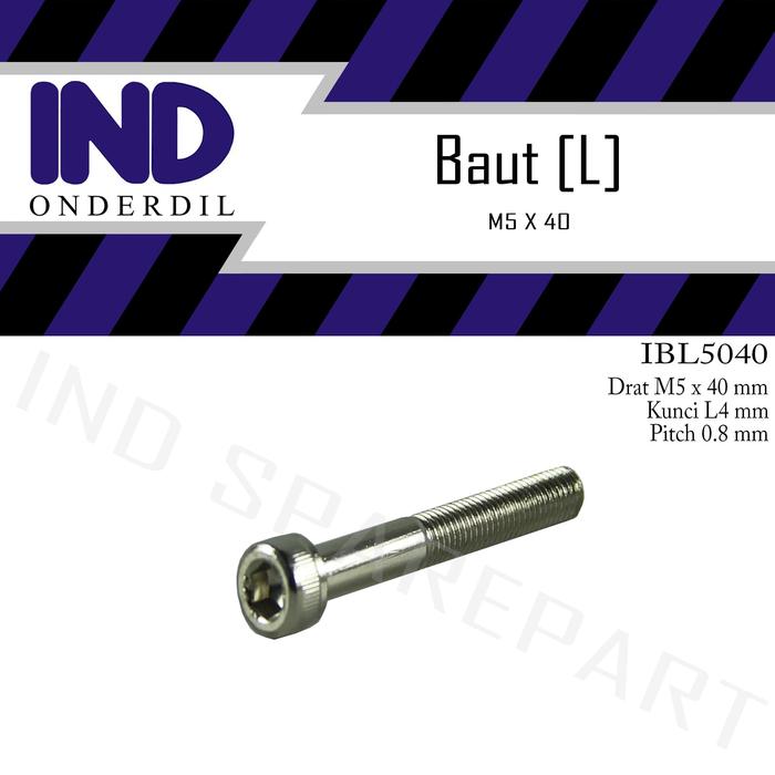 Gambar Baut-Baud-Bolt L-L4 M5x40-5X40-M 5 x 40 Kunci-K 4 P-Pitch 0.8 dari IND Onderdil Kota Bandung Tokopedia