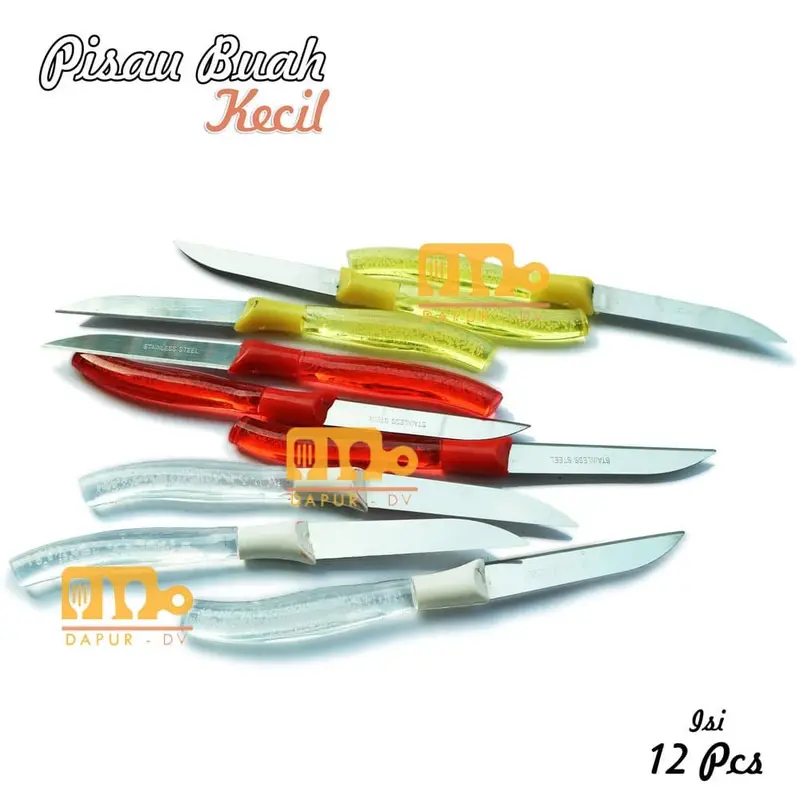 Pisau Dapur Buah Knife Stainless Steel - Isi 12pcs - Random Colour 1