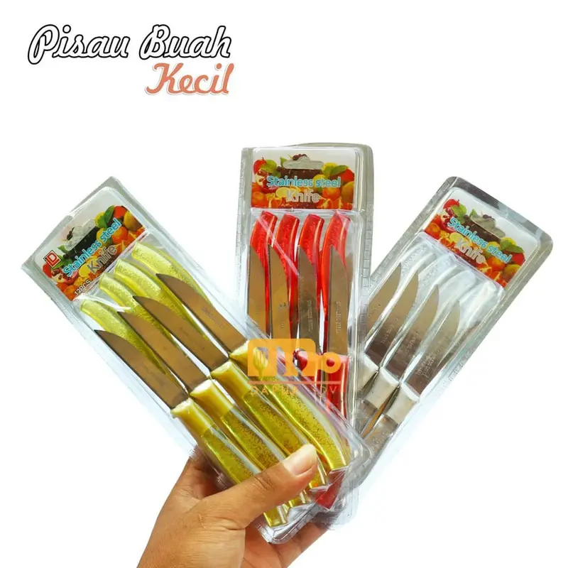 Pisau Dapur Buah Knife Stainless Steel - Isi 12pcs - Random Colour 0