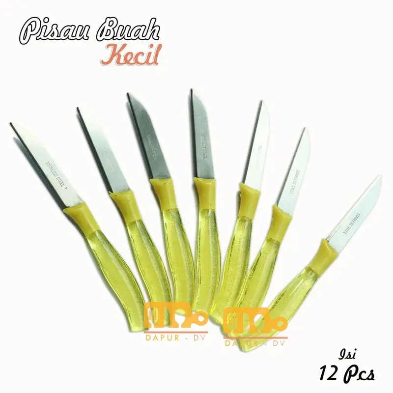 Pisau Dapur Buah Knife Stainless Steel - Isi 12pcs - Random Colour 2