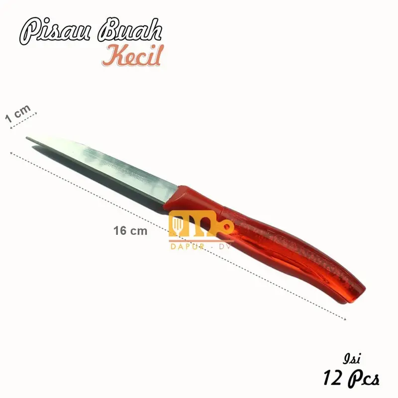 Pisau Dapur Buah Knife Stainless Steel - Isi 12pcs - Random Colour 4