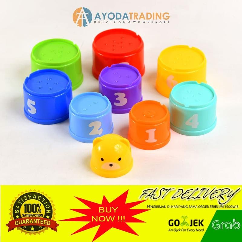 Stacking Cup Tower Susun Mainan Stimulasi Bayi Pintar 0