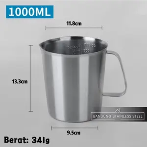 Milk jug pitcher measurement latte jug dengan garis 1 L SuS 304
