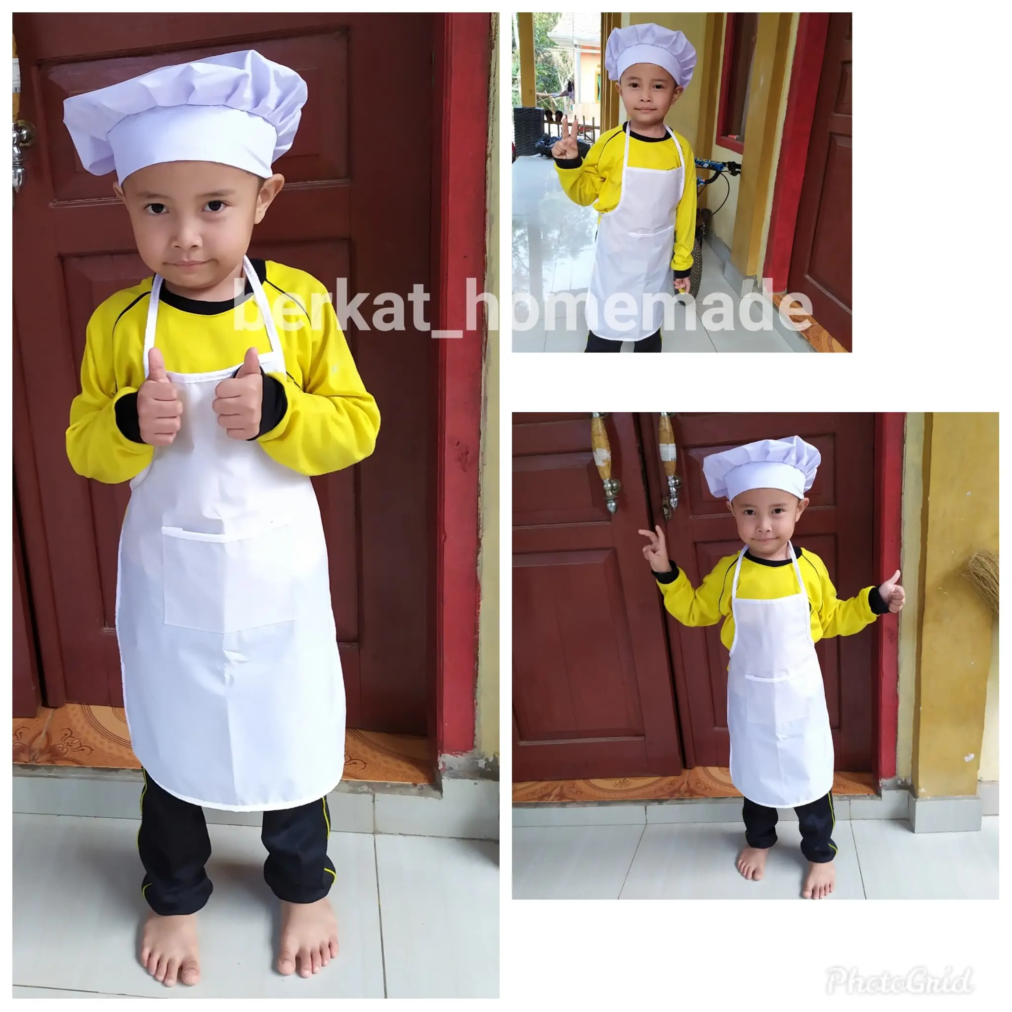 celemek anak TK apron plus Topi Koki chef anak