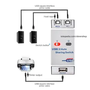 USB SHARING SWITCH PRINTER 2 PORT WITH 2 PCS KABEL USB PRINTER 1,5M