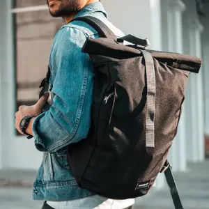 Lucerne Black Wanderlust | Rolltop Backpack Travelling Tas Ransel