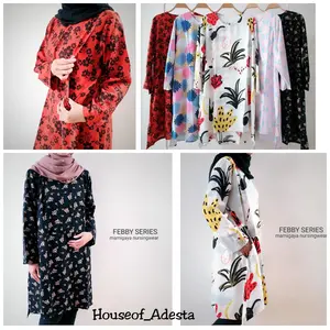Baju Hamil Menyusui Tunik lengan Panjang Katun Febby