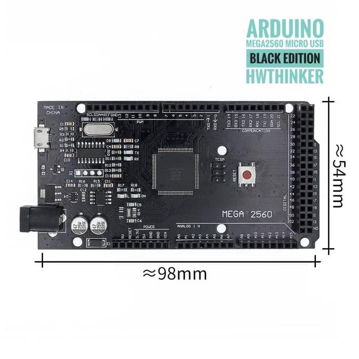 Gambar Arduino Mega 2560 Micro USB Black Edition Clone Compatible dari HwThinker Kota Surabaya Tokopedia