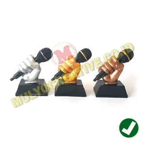 Piala Trophy Mic Karaoke-Plakat Model Microfon Polos Bahan Fiber Murah