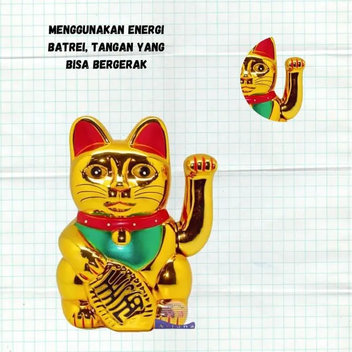 kucing rejeki Kucing maneko neki / lucky cat baterai tinggil 16cm 0