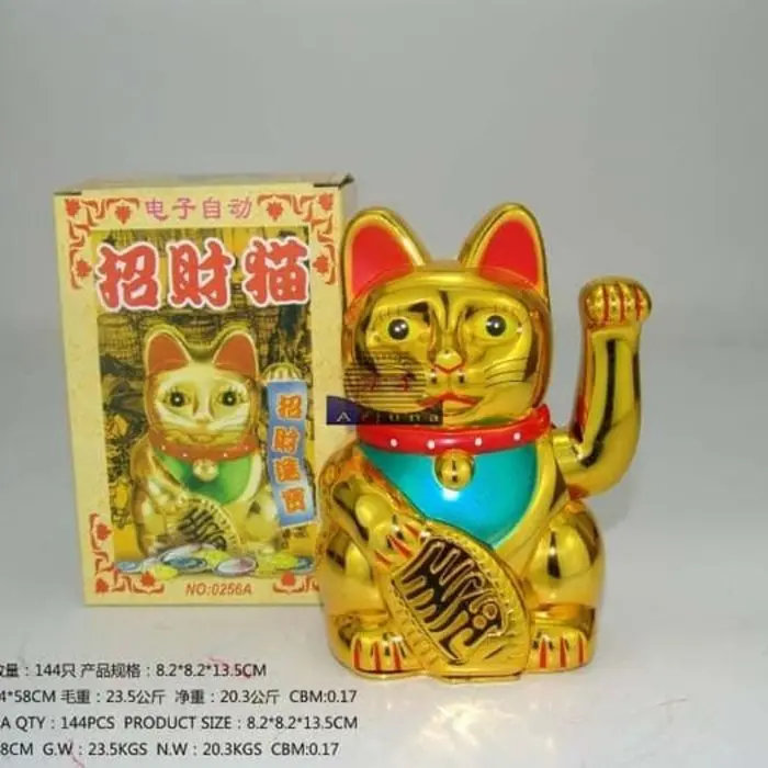 kucing rejeki Kucing maneko neki / lucky cat baterai tinggil 16cm 1