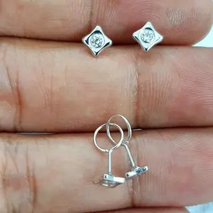 anting tusuk toge ad putih emas 75% 750 75 %