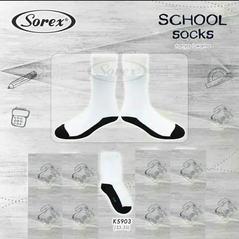 Sorex Kaos Kaki Sekolah - Kaos Kaki Anak Sekolah Sorex Hitam Putih 4