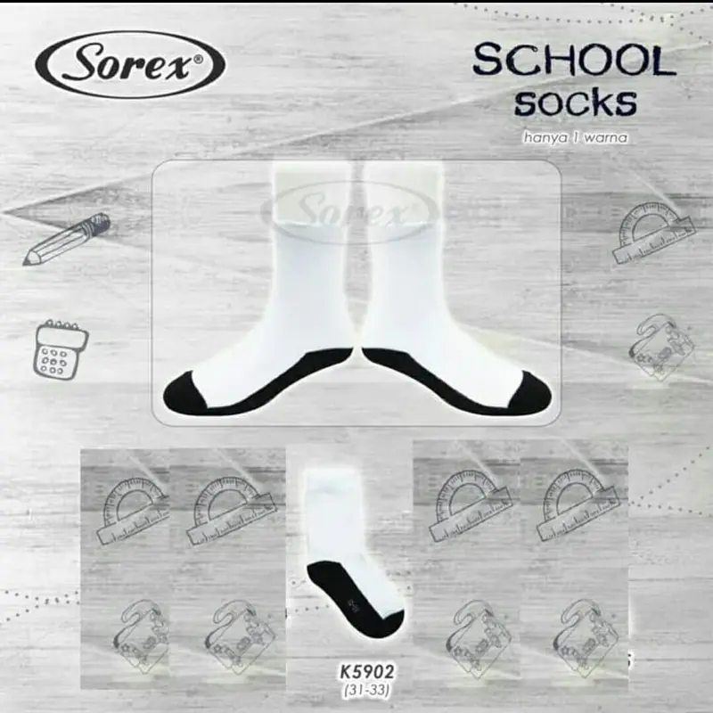 Sorex Kaos Kaki Sekolah - Kaos Kaki Anak Sekolah Sorex Hitam Putih 5