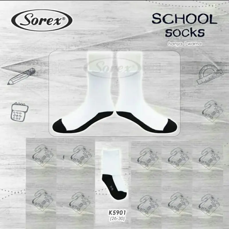Sorex Kaos Kaki Sekolah - Kaos Kaki Anak Sekolah Sorex Hitam Putih 3