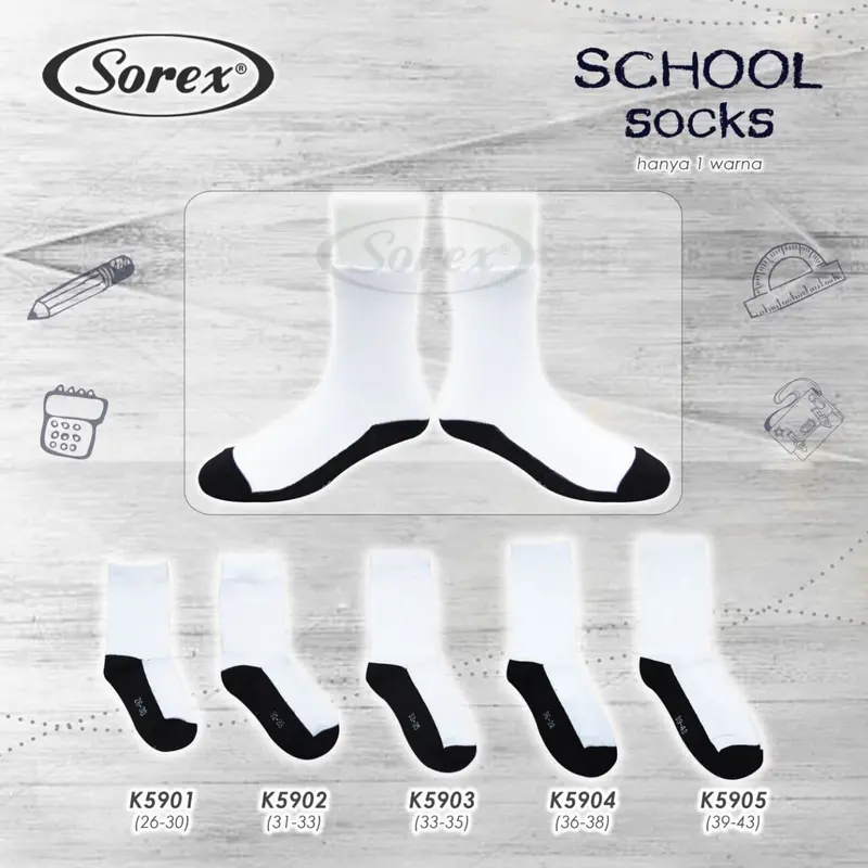 Sorex Kaos Kaki Sekolah - Kaos Kaki Anak Sekolah Sorex Hitam Putih 0
