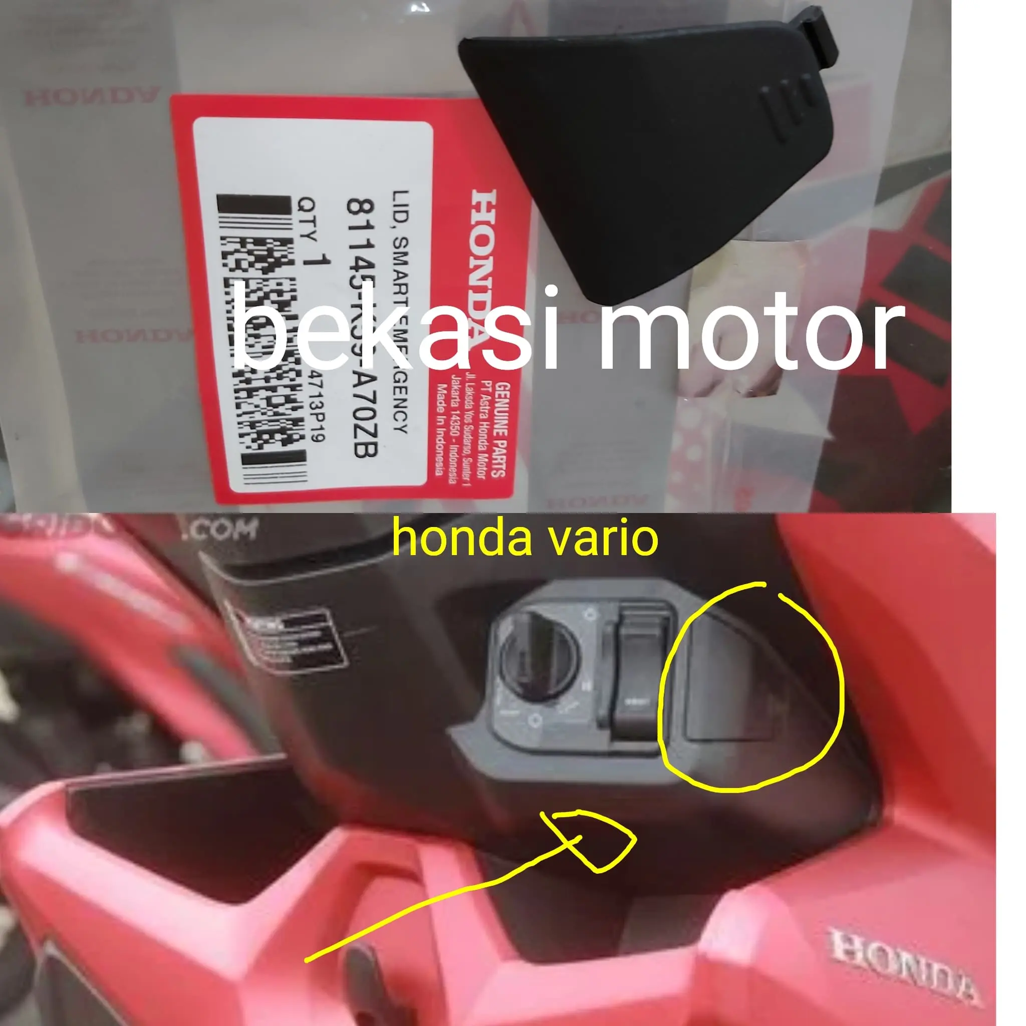 81145-K59-A70ZB tutup keyless lid emergency tutup kunci kontak honda vario 150 new / vario 125 new / vario 160 original