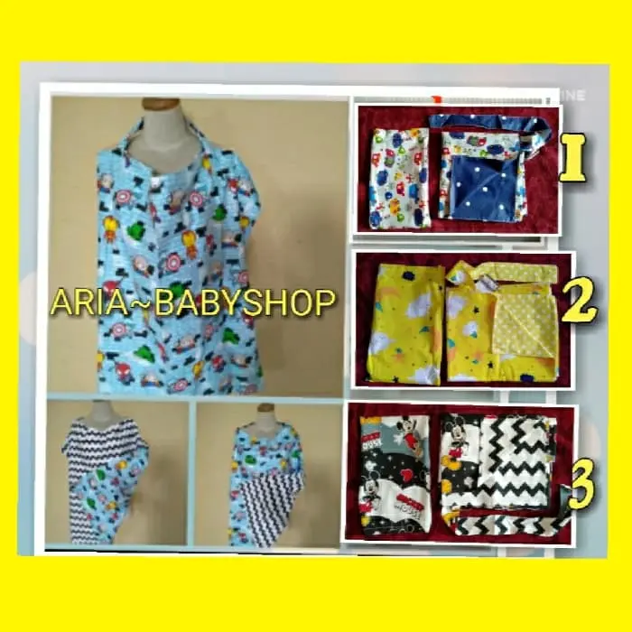Apron menyusui motif bolak balik 2 lapis bahan katun halus