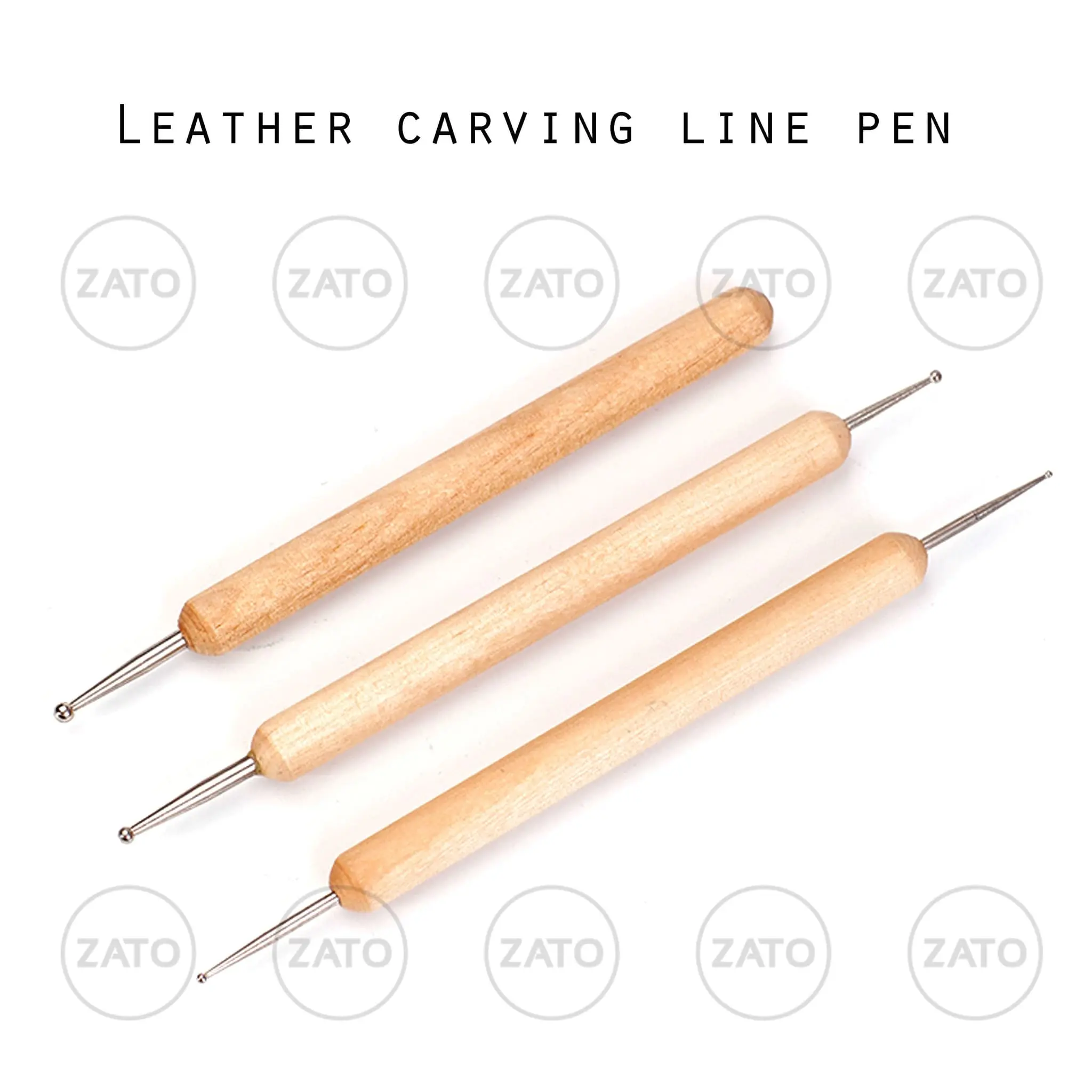Leather carving line pen WOOD 3 pcs - leather tool
