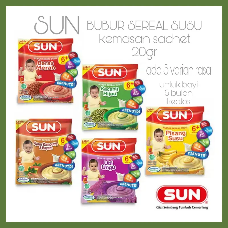 SUN Bubur Bayi 6+ Sachet 20gr bubur fortif 6 bulan 1