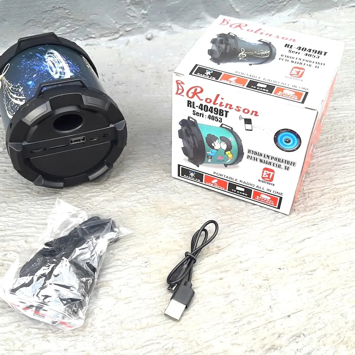 Radio FM portabel Blutut Spiker mini usb memori card baterai cas