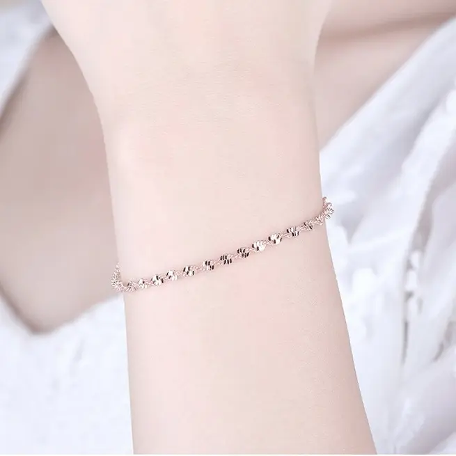 Gelang Emas Putih Silver S925 Import Korea Simple Pesta PLINTIR S9906