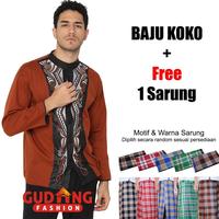 Gambar Koko Pria Lengan Panjang + Free Sarung (BUN) - Cream, M dari Gudang Fashion Id Kota Administrasi Jakarta Barat 1 Tokopedia