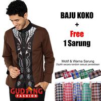 Gambar Koko Pria Lengan Panjang + Free Sarung (BUN) - Cream, M dari Gudang Fashion Id Kota Administrasi Jakarta Barat 4 Tokopedia