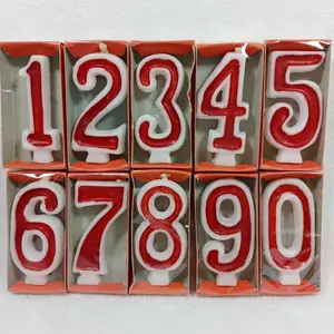 Harga Grosir (12pcs) Lilin Angka Merah Putih / Lilin Ultah Merah Putih / Lilin Angka Wina /