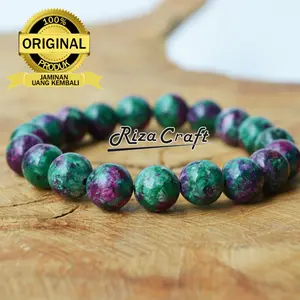 Gelang Batu Pria Wanita Cewek Cowok Ruby Hijau Tanzania Asli Premium