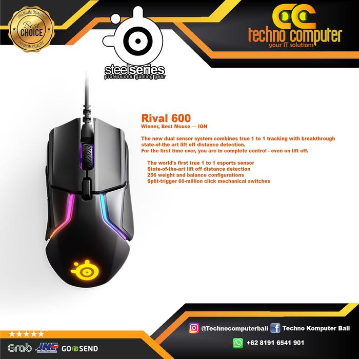 Gambar Mouse Gaming Steelseries RIVAL 600 dari Techno Computer Bali Kota Denpasar Tokopedia