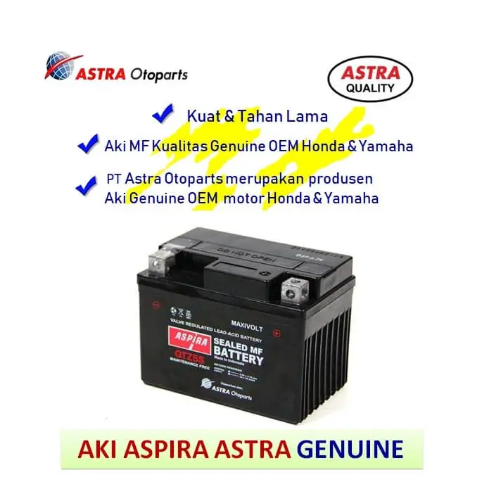 Aki Motor Aspira Astra GTZ5S MF Kering Beat Vario Mio Scoopy 11-GTZ-5SMF 2