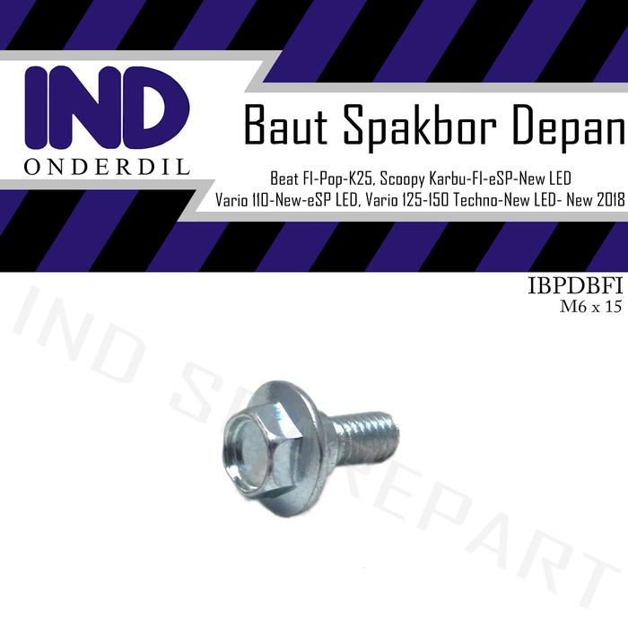 Gambar Baut-Baud Spakbor Depan Beat FI-Pop-K25/Scoopy Karbu-eSP-New LED M6x15 dari IND Onderdil Kota Bandung Tokopedia