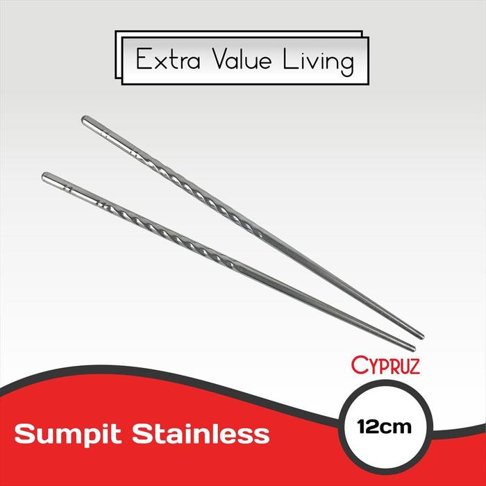 Gambar CYPRUZ Sumpit Stainless 22 CM 1 Pasang Sumpit Makan EVL-AD-1451 dari Extra Value Living Kota Administrasi Jakarta Barat Tokopedia