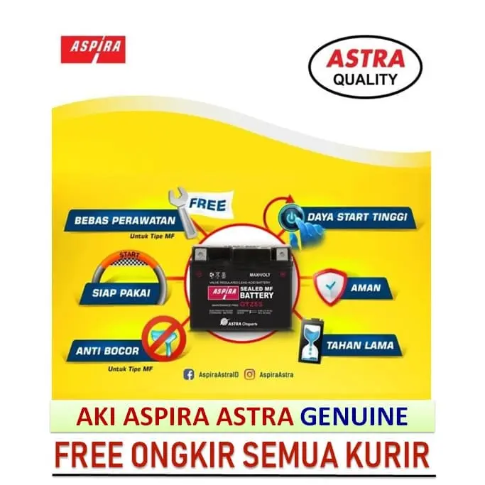 Aki Motor Aspira Astra GTZ5S MF Kering Beat Vario Mio Scoopy 11-GTZ-5SMF 4