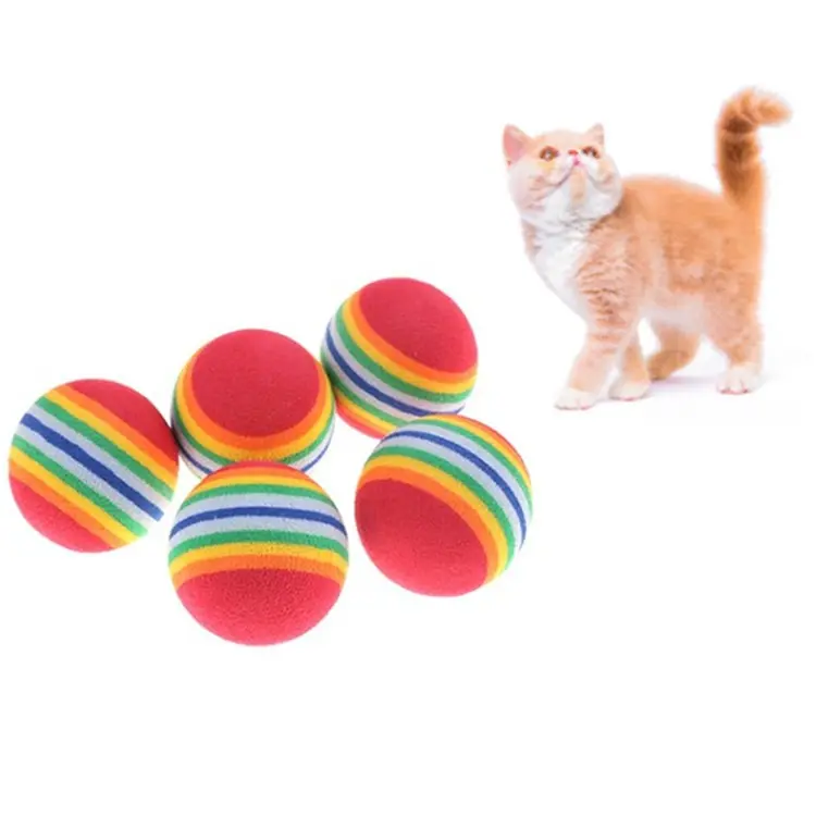 MAINAN BOLA GIGIT ANJING KUCING MOTIF WARNA PELANGI
