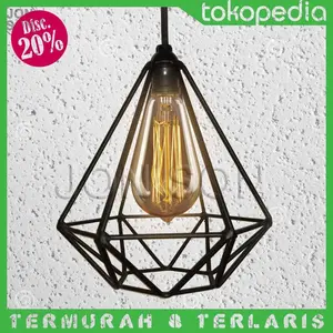 Kap Lampu Gantung Diamond Industrial Besi Cafe Vintage Edison Hias