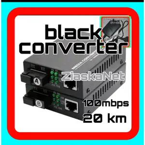 Black Converter Media Fiber Optik 100Mbps 20Km MCB100-110 ZN-1F1E dgn
