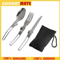 Gambar Sendok Garpu Pisau Lipat Camping Picnic Tableware Stainless Steel dari Goodaymate Indonesia Kota Administrasi Jakarta Barat 1 Tokopedia