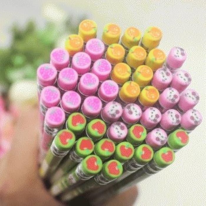Gambar Pensil Kayu dengan Ujung Penghapus Aneka Motif dari Dunia Jasmine Kota Surabaya Tokopedia