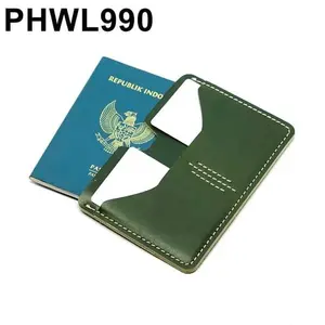 Dompet paspor simpel kulit asli passport cover wallet hijau PHWL990