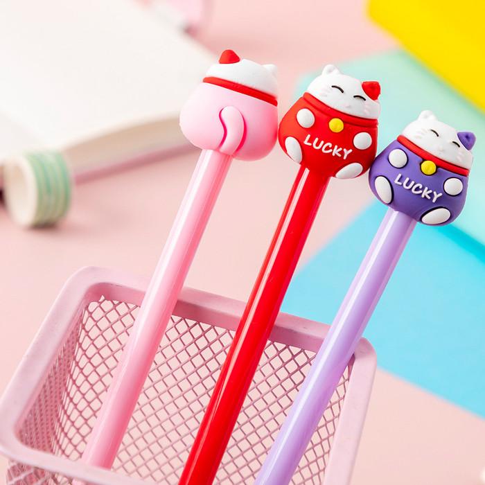 Gambar Pulpen Unik / Pulpen Lucu Motif Kucing Keberuntungan dari Dunia Jasmine Kota Surabaya Tokopedia