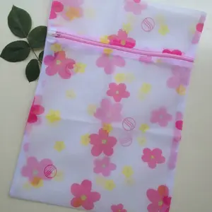 Tempat Baju Kotor / Tas Laundry Jaring Motif Bunga (30*40cm)