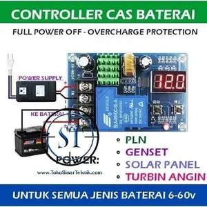 Kontroller Cas Baterai Lithium 6-60v 30A Module Solar Charge Voltase Display Protection Cut Off